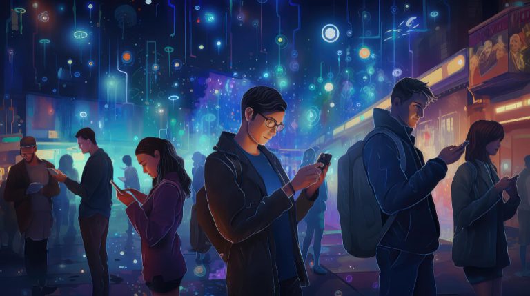 Ilustrasi generasi muda yang memantau pergerakan aset investasi melalui perangkat digital, mencerminkan tren Gen Z dan milenial yang semakin akrab dengan emas digital sebagai instrumen lindung nilai dan strategi keuangan jangka panjang.