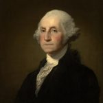 Potret george washington karya gilbert stuart yang menggambarkan presiden pertama amerika serikat sekaligus figur sentral dalam pembentukan etika kekuasaan republik modern