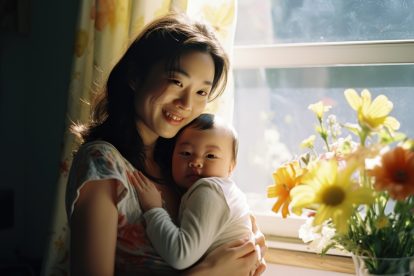 Ilustrasi ibu dan anak.