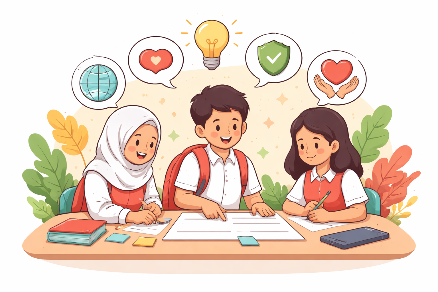 Ilustrasi anakanak belajar nilai toleransi dan literasi digital catrawarta Ilustrasi anak anak belajar nilai toleransi dan literasi digital