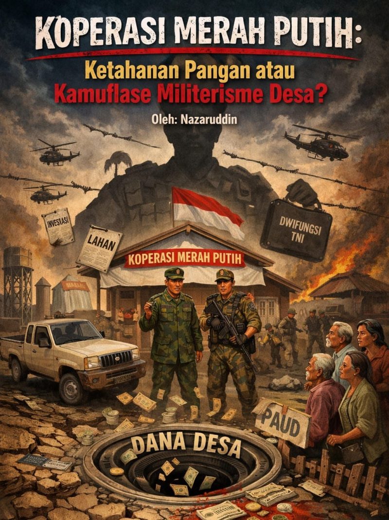 Ilustrasi koperasi merah putih catrawarta