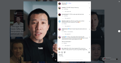 Screenshot dari video reels akun official Felix Siauw, @felix.siauw