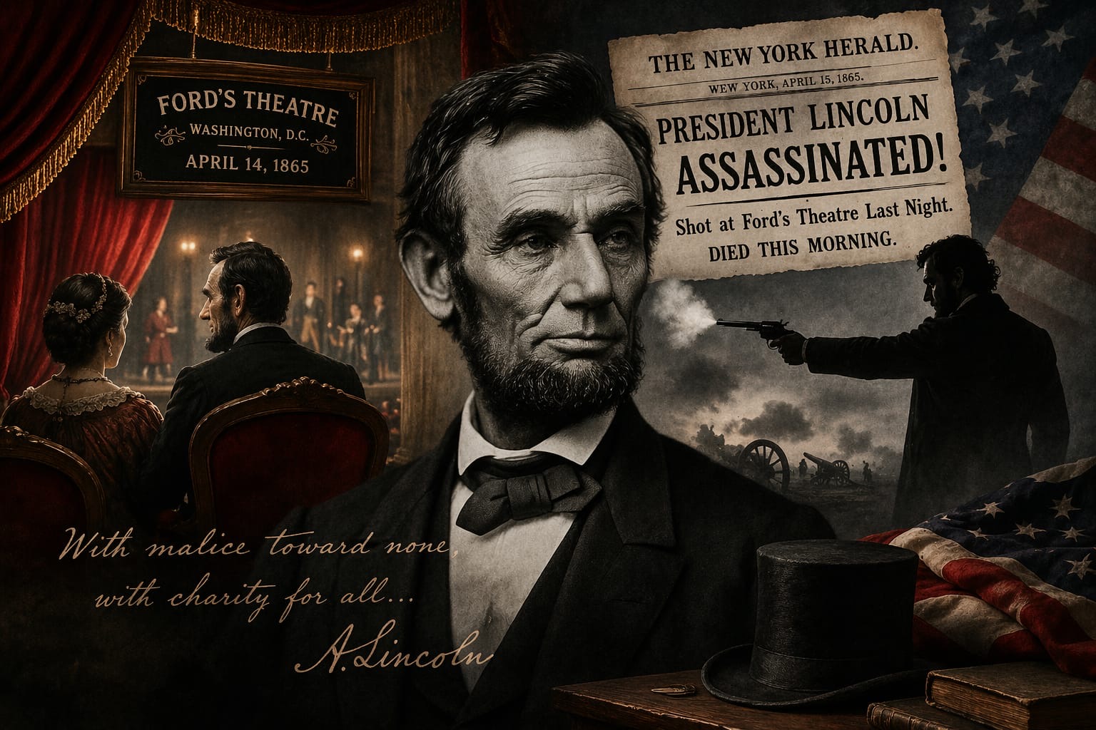 14 april 1865 abraham lincoln datang ke teater ford untuk menonton pertunjukan Tidak ada tanda bahwa beberapa jam kemudian sejarah amerika akan berubah arah Satu tembakan dilepaskan