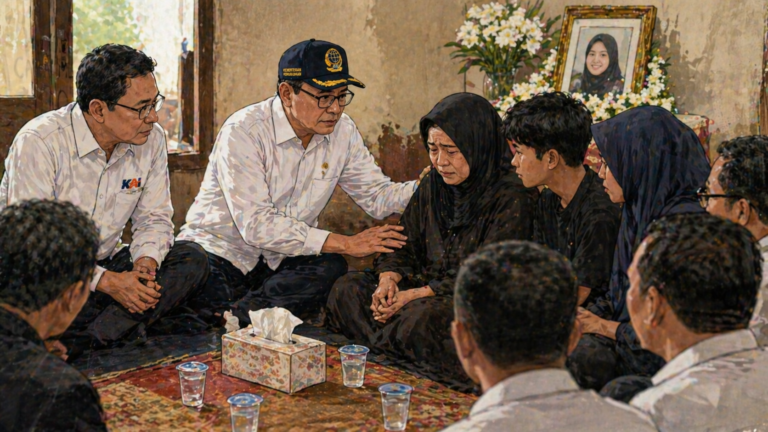 Ilustrasi takziah ke rumah korban.