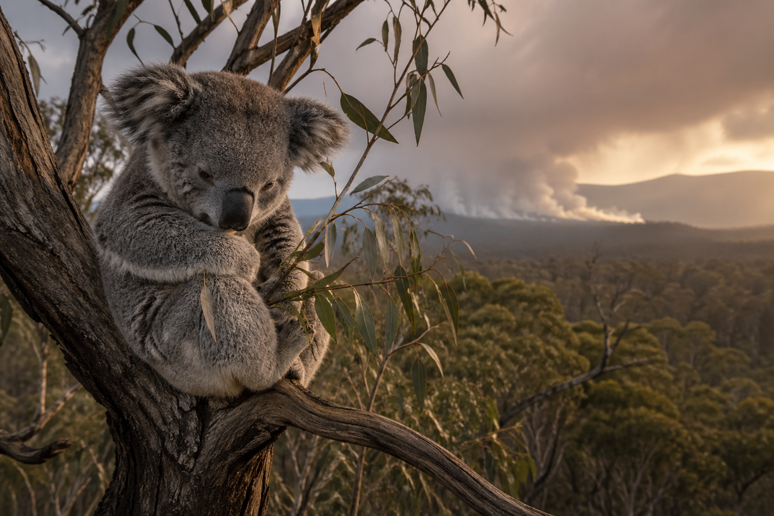 Ilustrasi koala di tengah hutan