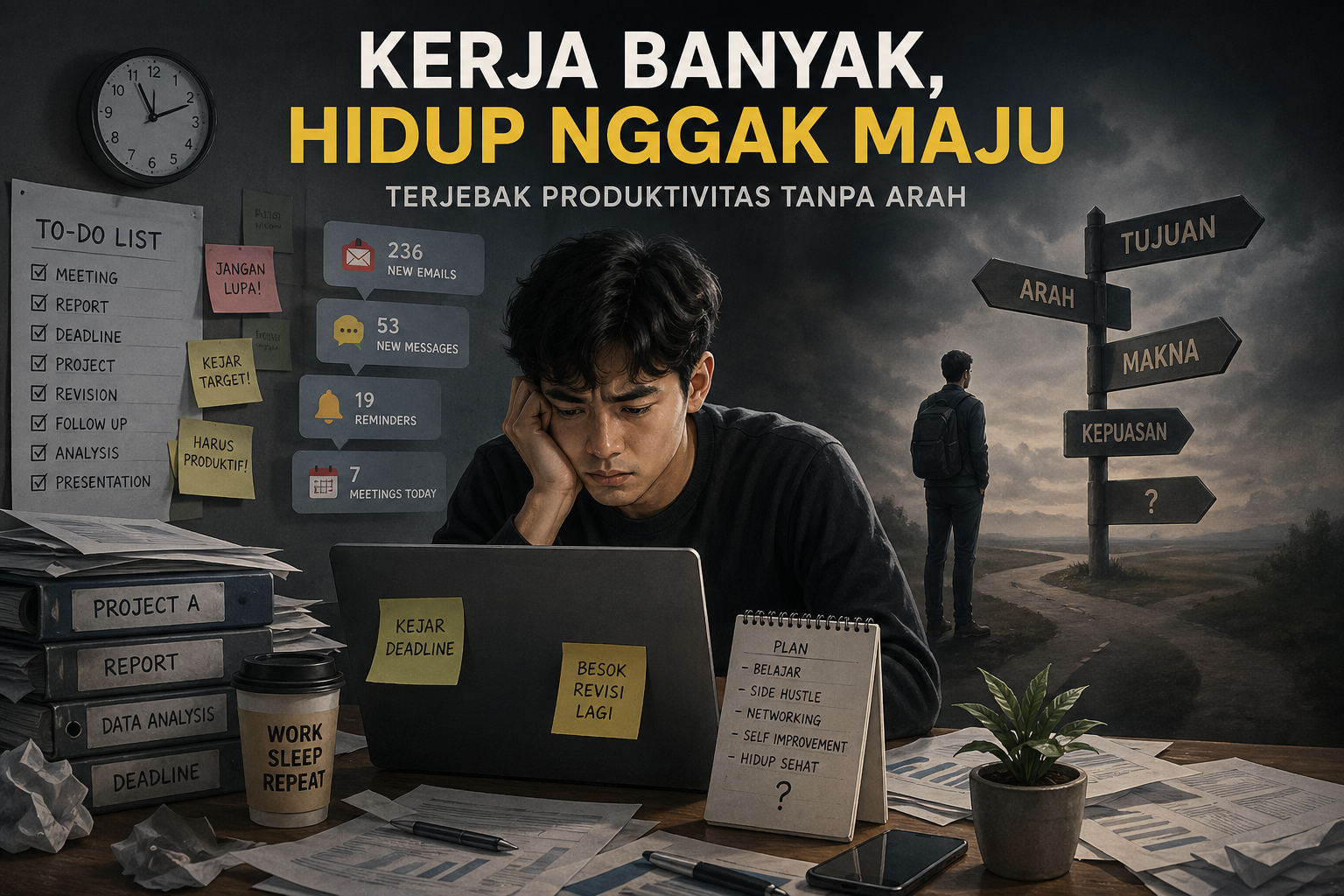 Ilustrasi gen z sibuk catrawarta Ilustrasi gen z sibuk
