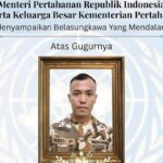 Memorial poster from indonesias ministry of defense expressing condolences for fallen soldier rico p photo framed in gold
