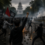 Ilustrasi kericuhan may day