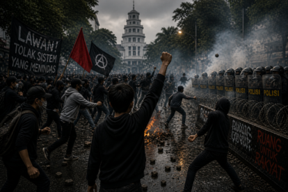 Ilustrasi kericuhan may day