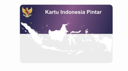 Kartu Indonesia Pintar card with Garuda emblem and a purple gradient top over a white map outline of Indonesia.
