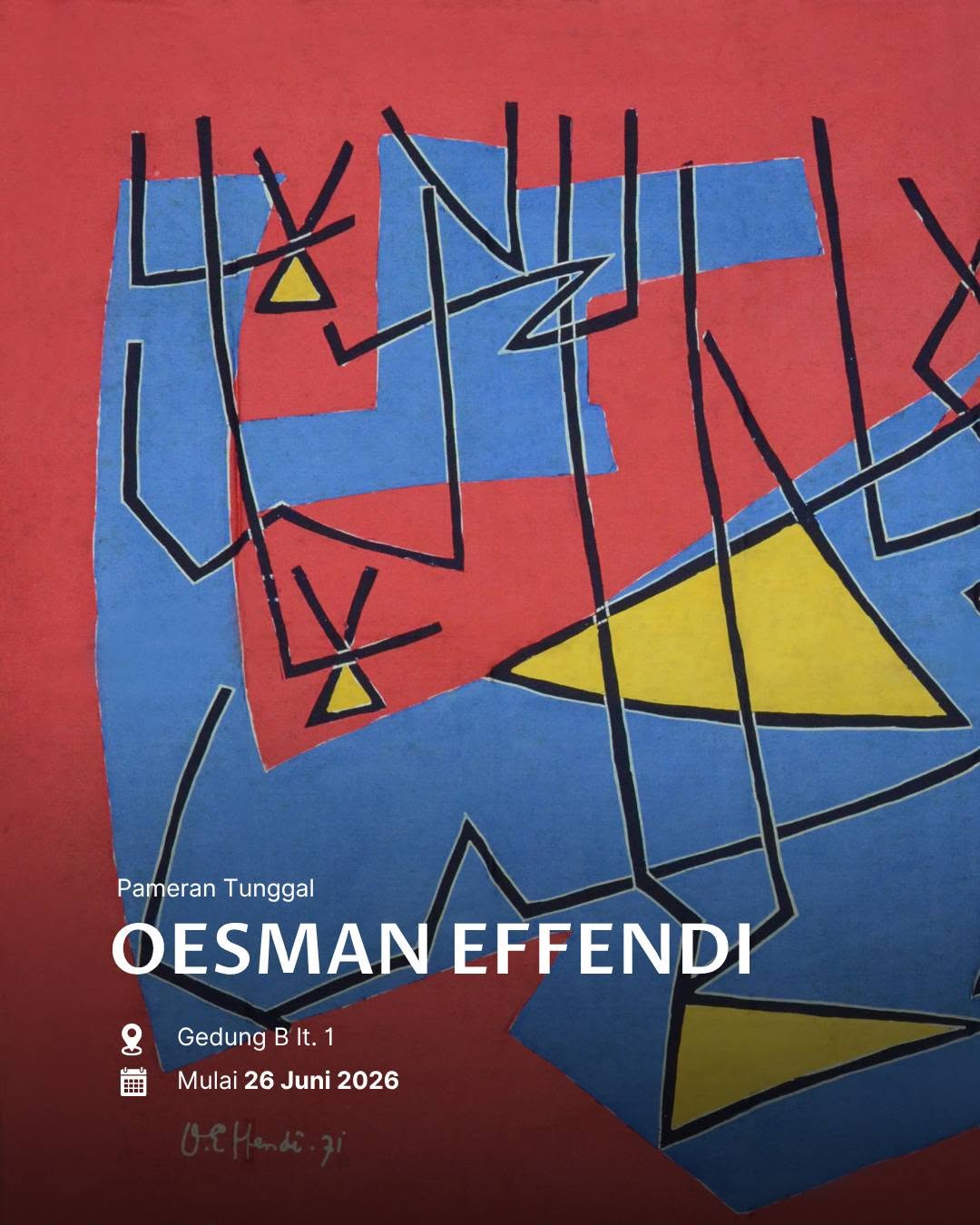 Galeri nasional indonesia akan menggelar pameran retrospektif karya pelukis oesman effendi pada 27 juni hingga 6 september 2026