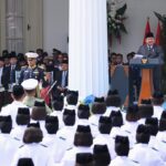 Prabowo pidato dalam upacara hari kelahiran pancasila di gedung pancasila