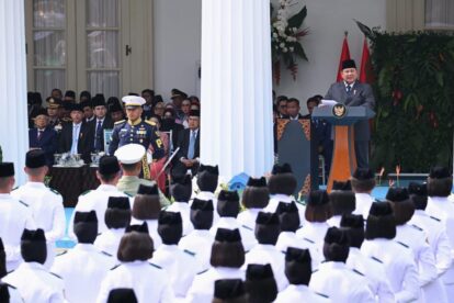Prabowo pidato dalam upacara hari kelahiran pancasila di gedung pancasila