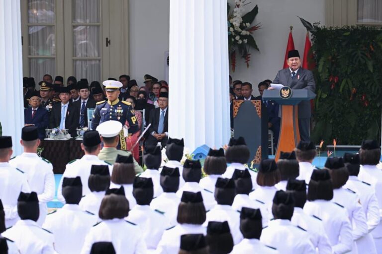 Prabowo pidato dalam upacara Hari Kelahiran Pancasila di Gedung Pancasila