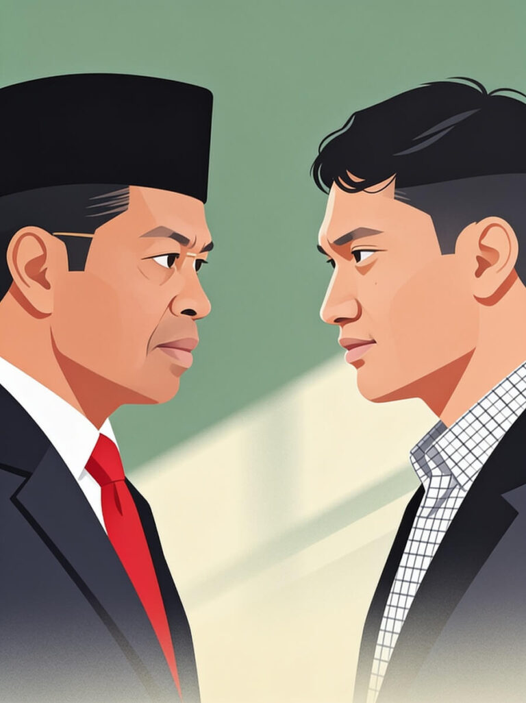 Two men in suits face off, their serious expressions suggesting a confrontation or negotiation.