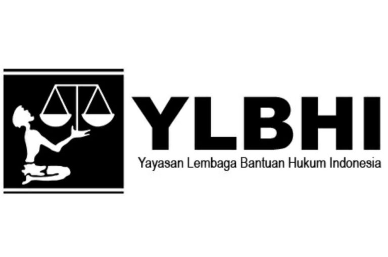 YLBHI logo: black square with a person and scales, followed by the text Yayasan Lembaga Bantuan Hukum Indonesia in bold letters.