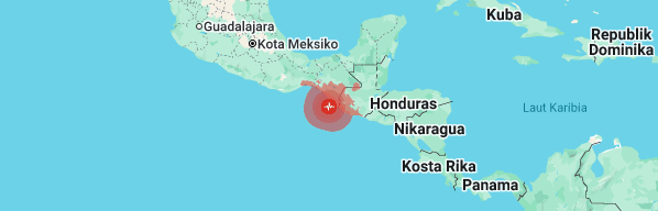 Gempa bumi berkekuatan magnitudo 73 mengguncang lepas pantai negara bagian chiapas meksiko selatan pada jumat 1772026 pagi waktu setempat