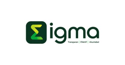 Logo for zigma green rounded square icon with a yellow green zigzag followed by the word igma and the motto transparan | efektif | akuntabel